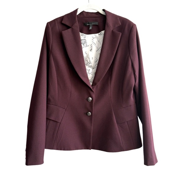 WHBM Signature Blazer Houndstooth Two Button Suiting Jacket Red Black Size 12 - Picture 13 of 15